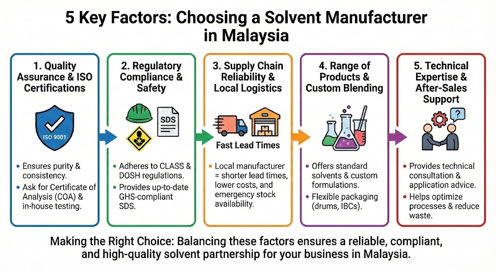 5 key factors to consider when choosing a solvent manufacturer in Malaysia