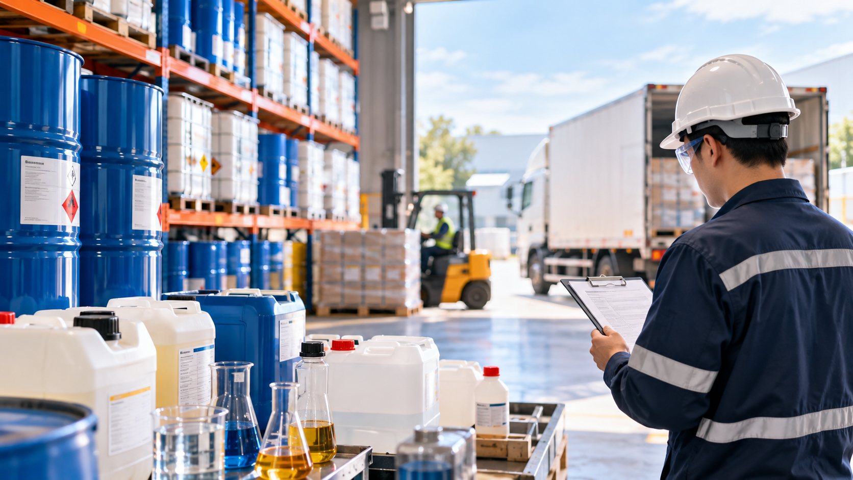 Industrial chemical supplier in Malaysia with chemical drums, containers and warehouse supply operations